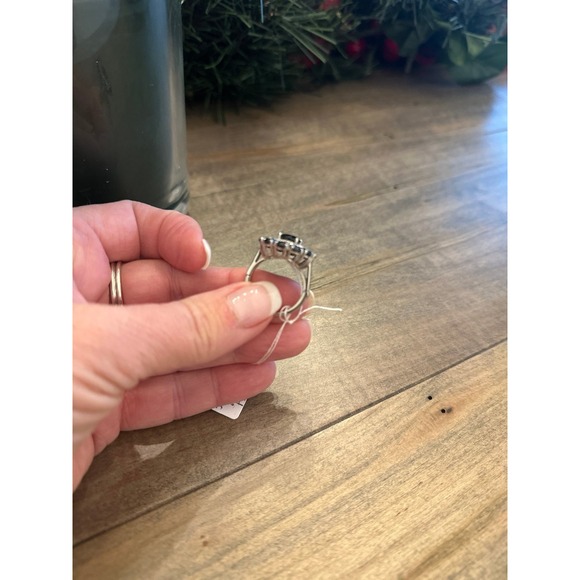 Midnight Sapphire Ring for Arthritic Hands with Zircons Sterling Silver 925 sz 8 - Picture 2 of 6